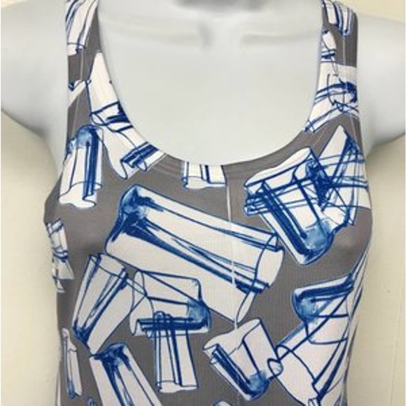 Maria Vazquez Blue Printed Sleeveless Shift Dress S - Picture 3 of 6